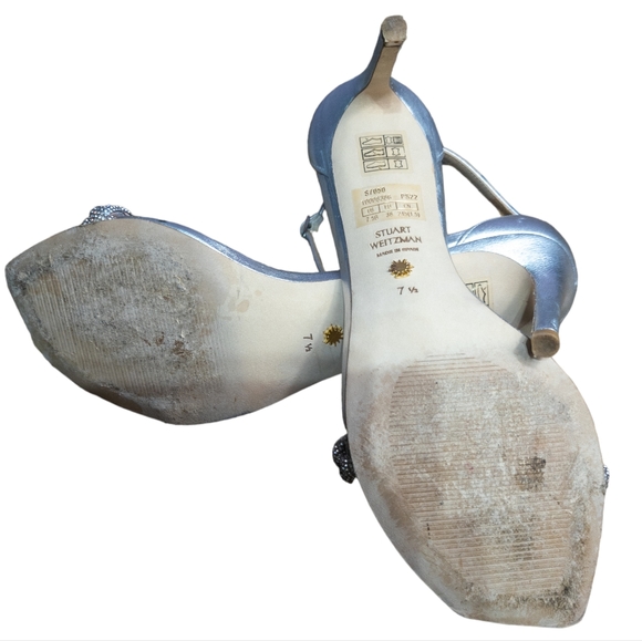 Stuart Weitzman Nudist Curve Braided Sandals Silver Liquid Metallic 7.5 - Picture 5 of 6